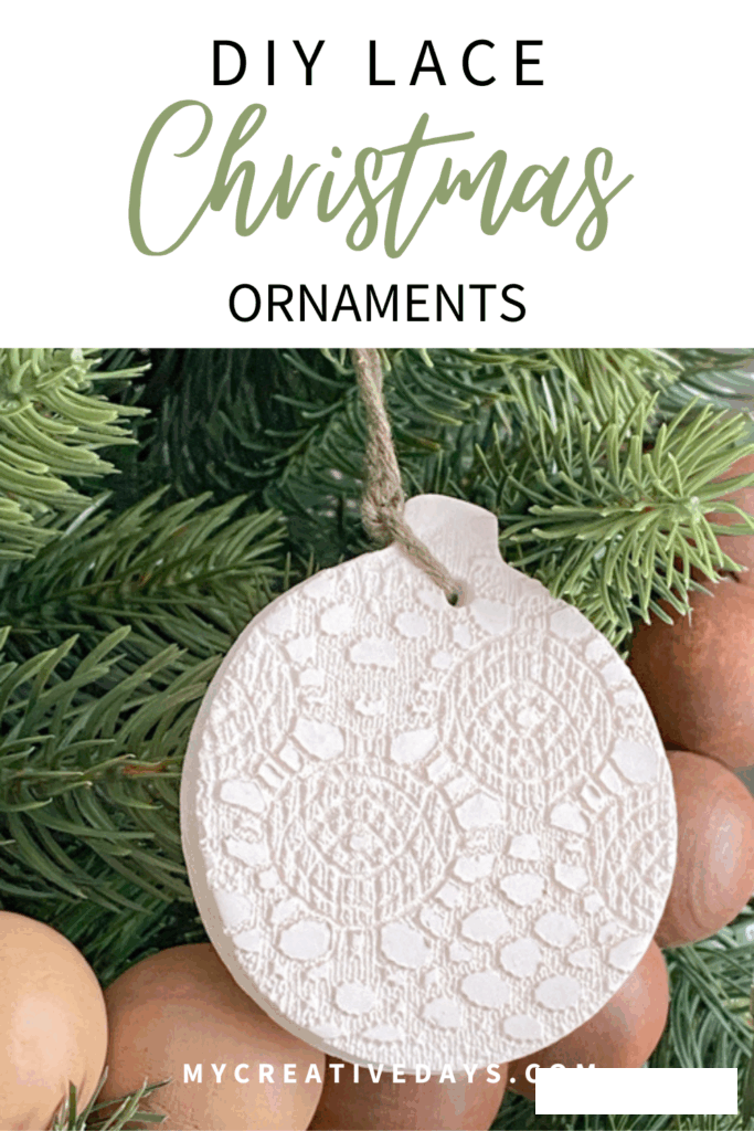 Handmade DIY lace Christmas decorations crafted from air-dry clay, lace, and basic supplies. Simple, stylish, and customizable festive accents for your tree.