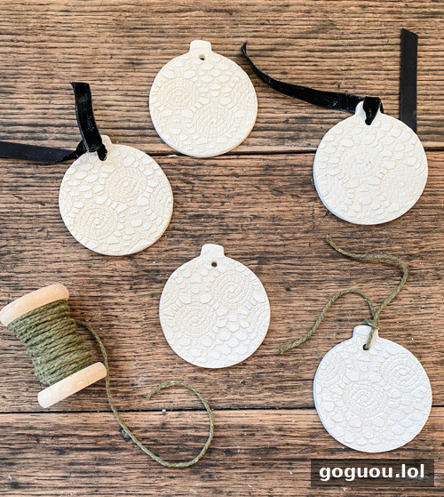 DIY Lace Christmas Ornaments made with air-dry clay, lace, and simple tools. Easy, elegant, and customizable holiday decorations for your tree.