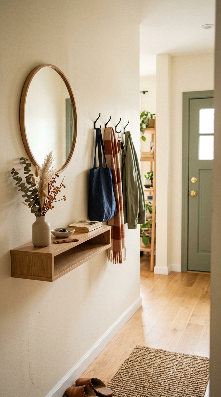 Small entryway with fall decor without clutter